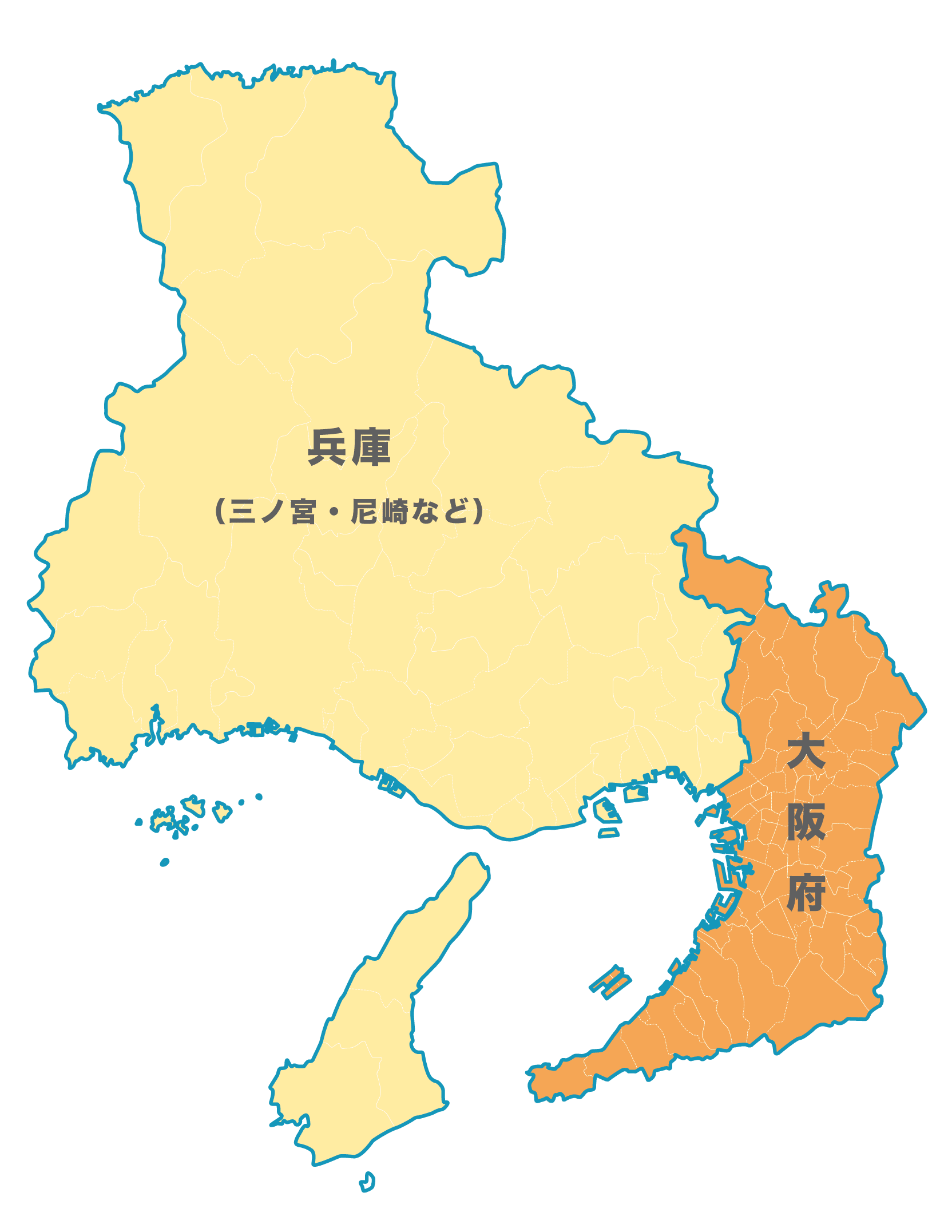 大阪府を中心とした対応エリアマップ